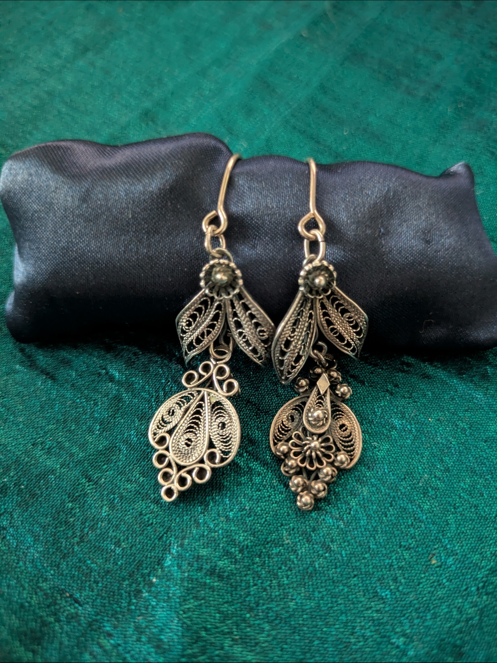 Sterling Silver Filigree Drop Earrings - Silver - Picture 5 of 8